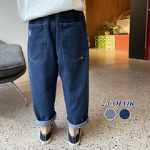 Childrens jeans spring and autumn thin girl pants old dad pants loose casual tide wear wild big childrens trousers