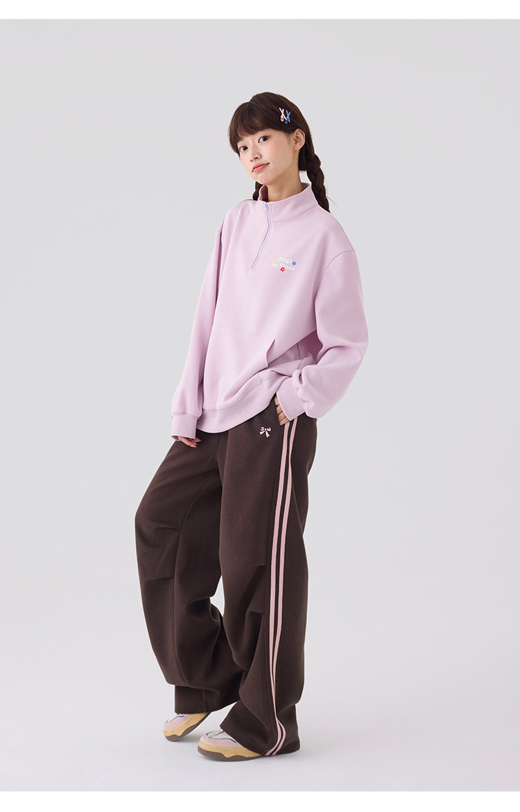 Princess Nono S1N Junior High School Student 26 Autumn Color-Block Double Stripe Casual Pants for Girls, Korean Style Relaxed Fit Flare Pants — 33