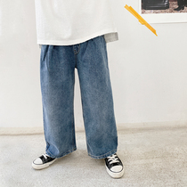 Female big boy denim wide leg pants Joker personality 2021 spring and autumn summer clothes New loose childrens trousers straight pants