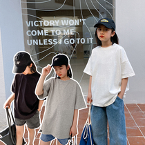 Girls White Short Sleeve T-shirt Female Parent-Child Simple Joker Loose Children Spring and Summer Clothing base shirt Cotton Top