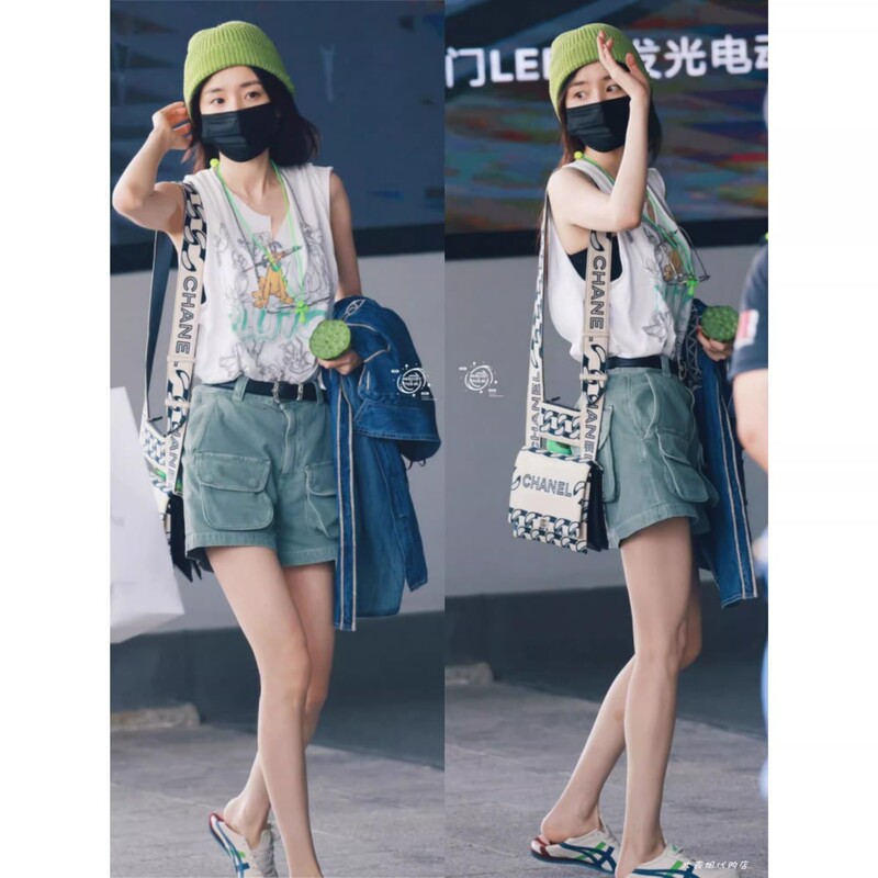 Buy Agolde 24 Summer New Model from the Us, Same Style as Yang Mi, Army Green High-Waisted Loose Pocket Cargo Denim Shorts