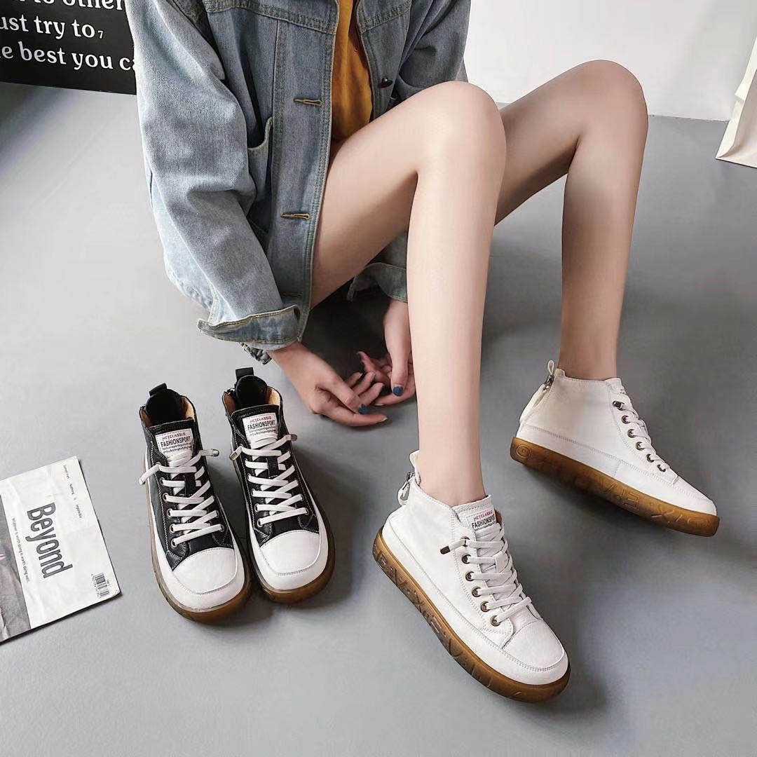 Akaikai shoe business small white shoes women's 2021 spring and autumn short boots women's high-top flat casual shoes all-match women's shoes