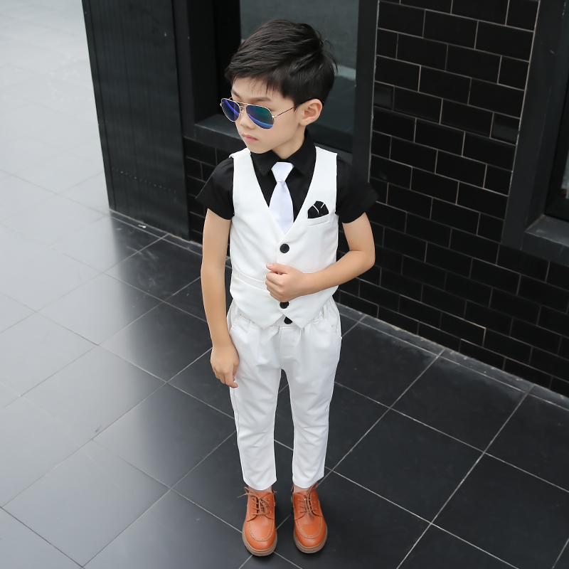 Handsome boy chiếc váy mùa hè đám cưới cậu bé chủ nhà sàn catwalk trẻ em trang phục phù hợp với phiên bản Hàn Quốc của bé Anh đang mặc