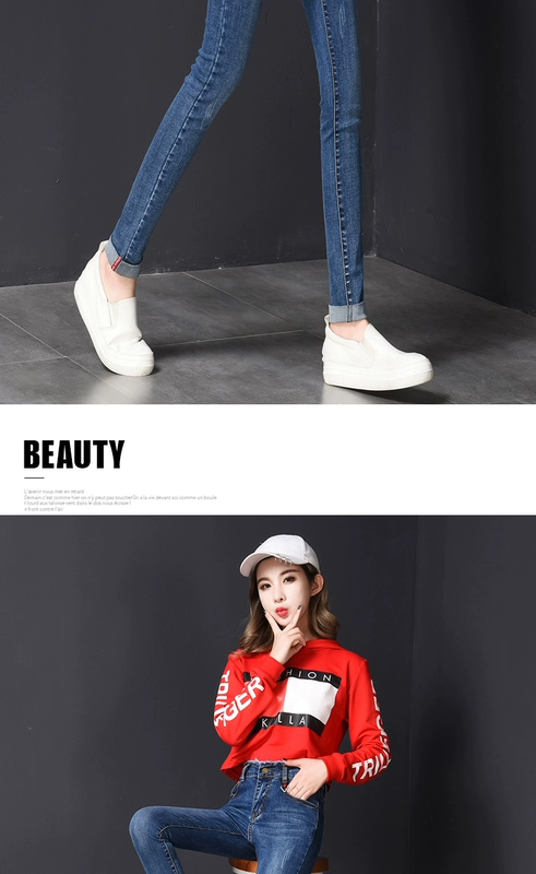 Xuân 2018 phiên bản Hàn Quốc mới của quần jeans cạp cao cạp cao mùa đông nữ cộng với quần nhung dài chân dày