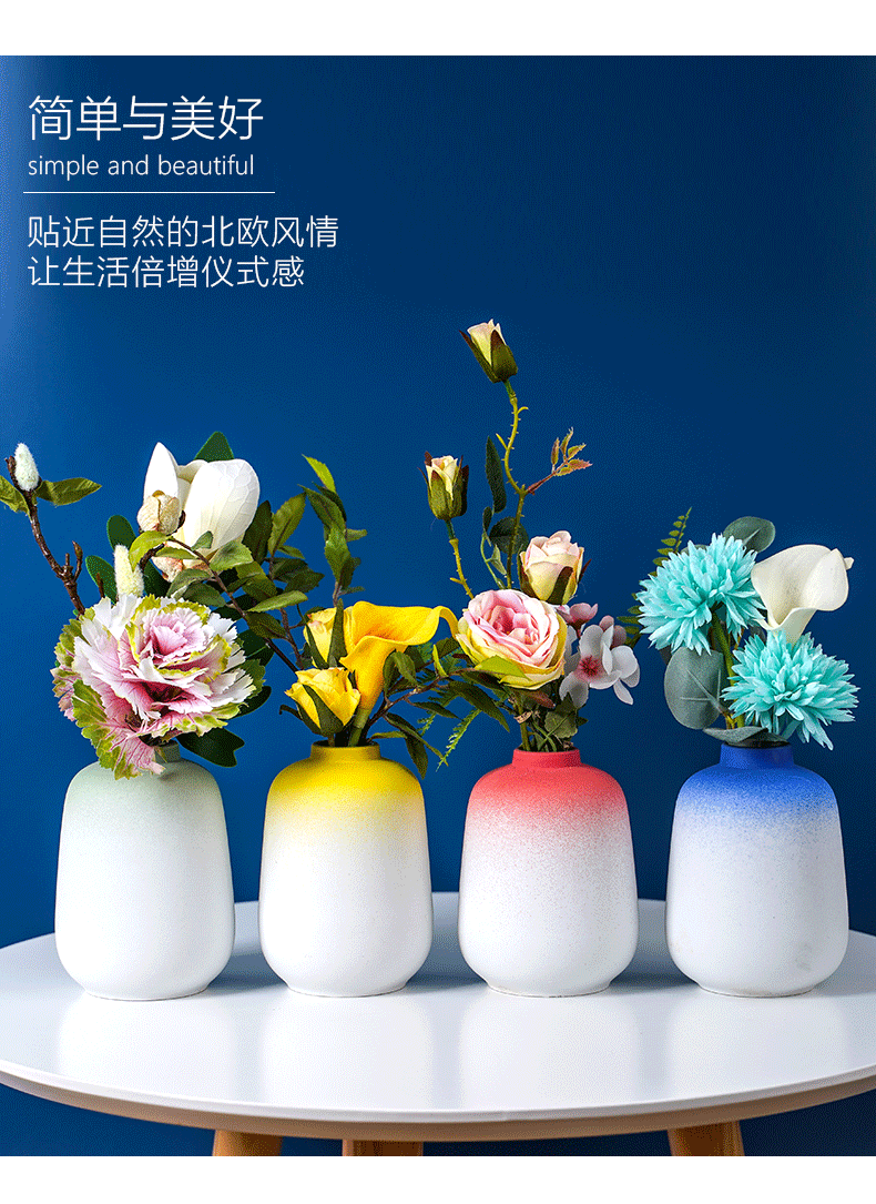 Nordic light and decoration vase dried flowers sitting room adornment table flower arranging gradient modern style of TV ark, ceramic furnishing articles