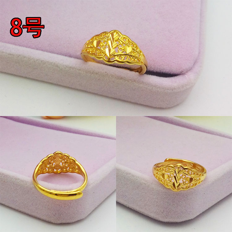 Thời trang giả cát nhẫn vàng 24k nhẫn vàng sống miệng điều chỉnh tình yêu hoang dã nhẫn phụ nữ nhan vang