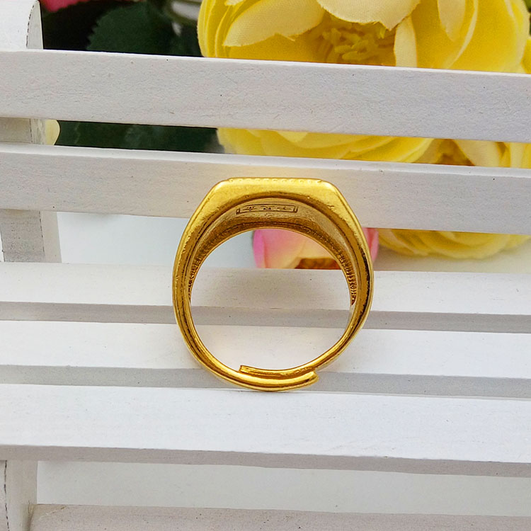 Nhẫn giả vàng Việt Nam đồng thau nam mạ vàng 24k vàng cổ điển giàu có may mắn mở nhẫn điều chỉnh nhẫn cưới đẹp