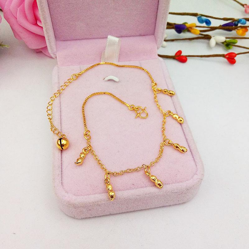 New Shajin Anklet Women Sexy Joker Eurocoin Trang sức 24k Đồng mạ vàng Giả vàng Chuyển tiền Coin Belllet lắc chân nữ phong thủy