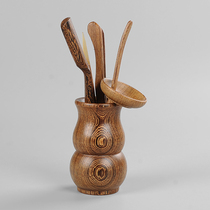 Tea ceremony Six gentlemen combination Kung Fu tea set Tea tray accessories Tea tray Chicken wings Ebony solid wood tea ceremony tea ornaments