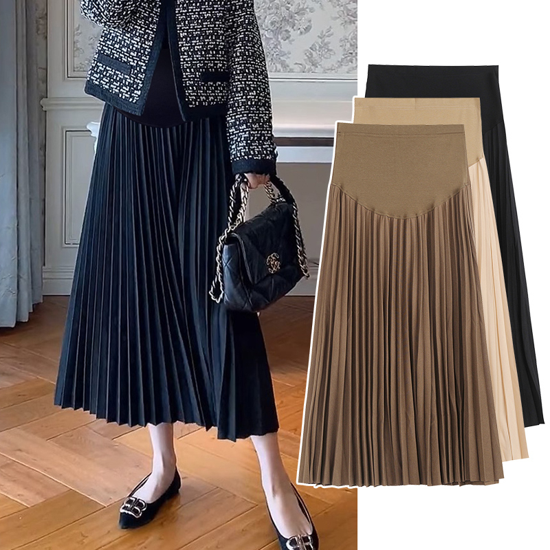 Maternity Pleated Skirt Early Autumn New Style Miyake Pleated Half-Length Belly-Supporting Loose Mid-Length Umbrella Skirt Long Skirt Straight Skirt for Women Maternity Pleated Skirt Early Autumn New Style Miyake Pleated Half-Length Belly-Supporting Loose Mid-Length Umbrella Skirt Long Skirt Straight Skirt for Women