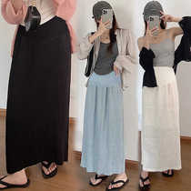 Maternity skirt summer pleated texture slit skirt loose mid-length hip-hugging one-step skirt mid-length skirt