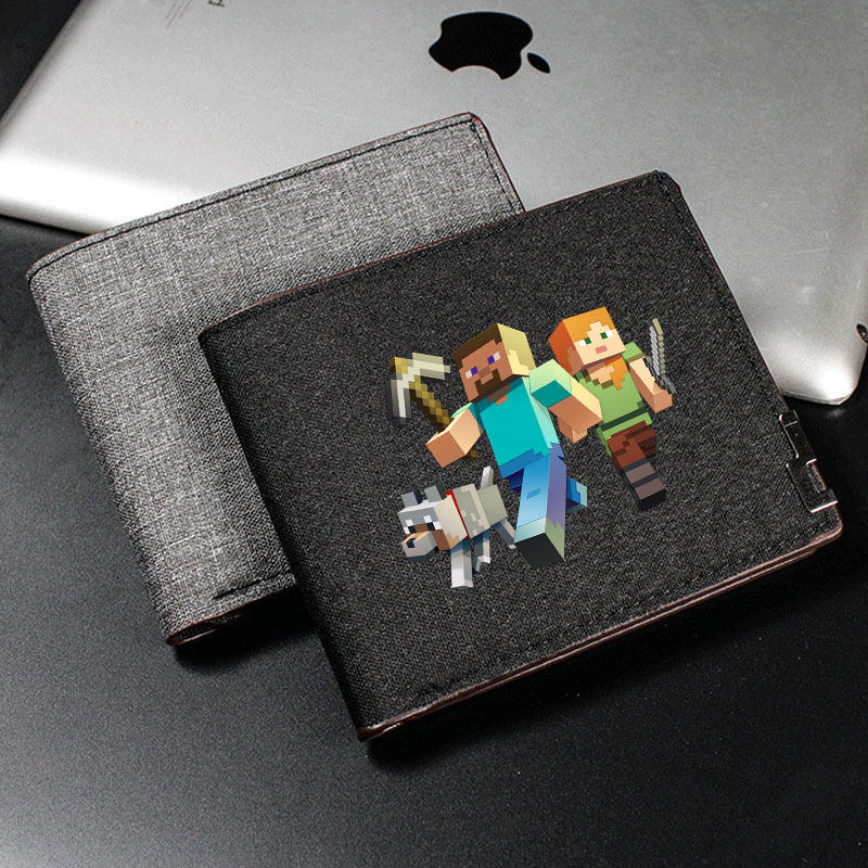 Кошелек Minecraft с ультратонкой печатью на холсте для молодежи, студентов, простой маленький кошелек, держатель для карт, детский кошелек для монет