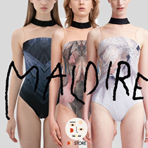 (Maldire ready for shipment) Imported ballet practice clothes Consort retro printed half turtleneck mesh style