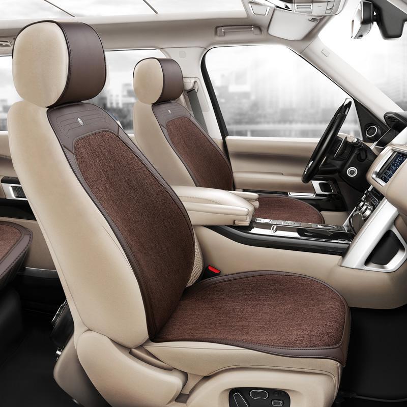 Meishitu Linen Car Seat Cushion, All-Season Universal Car Seat Pad, Solid Color, Stylish, Ultra-Thin, Simple Design for Audi, Bmw, Etc