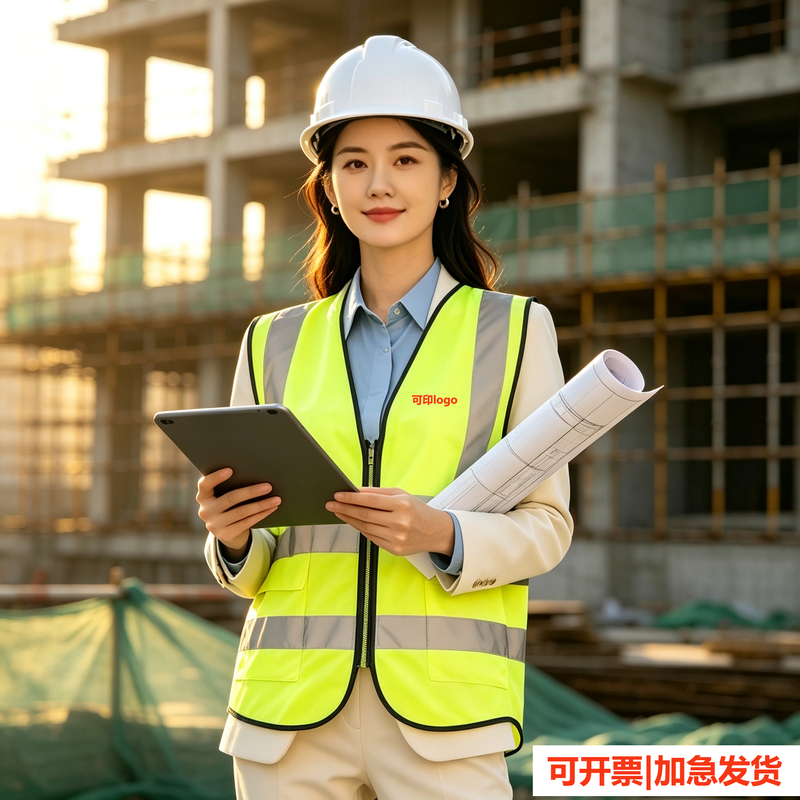 Reflective Safety Vest with Multiple Pockets, Reflective Vest for Construction Sites, Reflective Clothing with Printed Text for Sanitation Workers and Traffic Safety Reflective Safety Vest with Multiple Pockets, Reflective Vest for Construction Sites, Reflective Clothing with Printed Text for Sanitation Workers and Traffic Safety