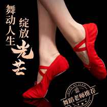 Dance shoes for children and girls soft sole practice cat claws for boys and girls winter professional dance shoes red and black body Chinese ballet