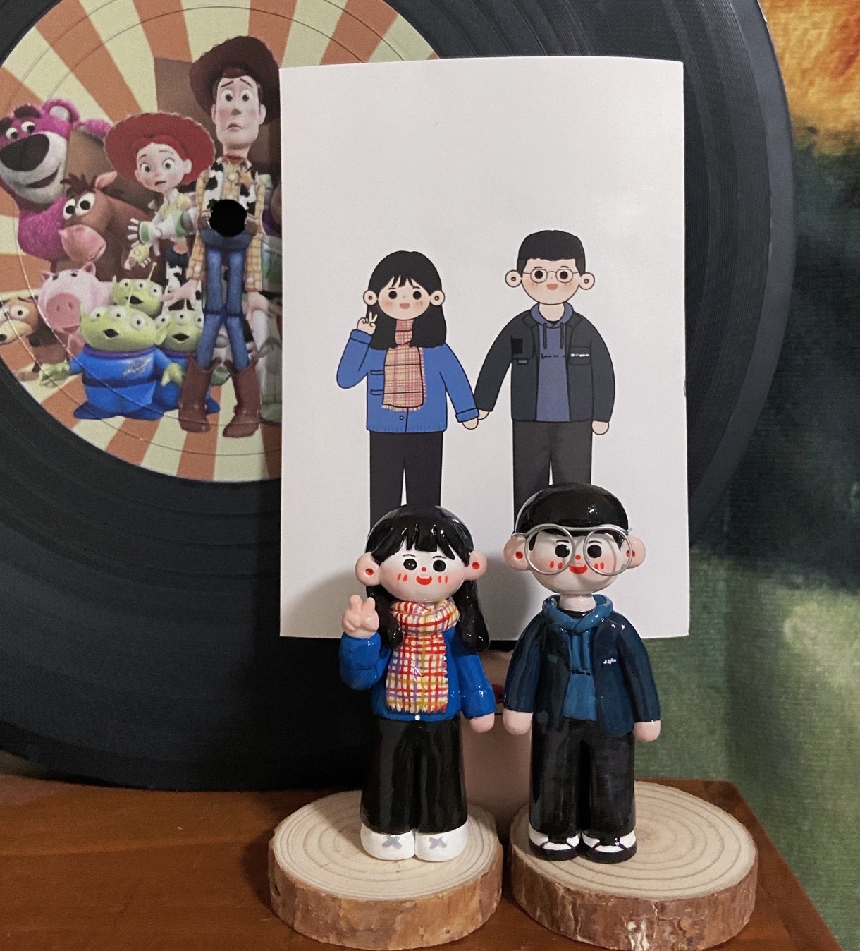 Handmade Custom Stone Plastic Clay Cartoon Q Prints of the Occasional Couple Girlfriends Anniversaries Birthday Creative Gifts-Taobao