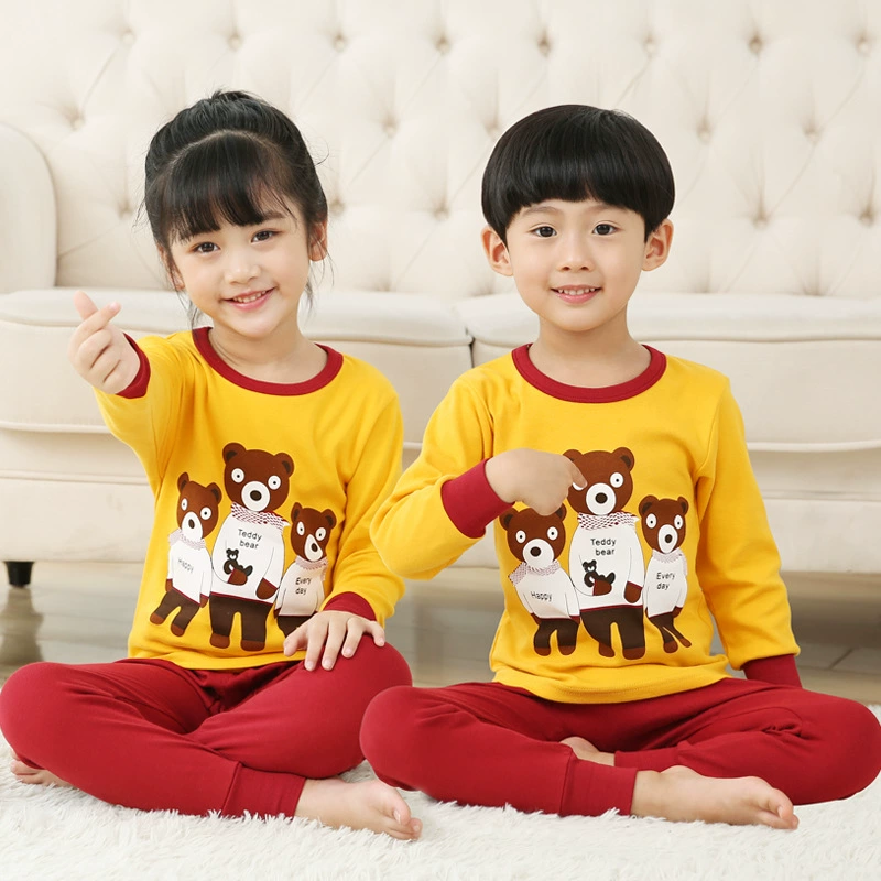 Bộ quần áo trẻ em, đồ lót trẻ em lớn, quần áo mùa thu cotton và len, tùy chỉnh bông hoạt hình - Quần áo lót