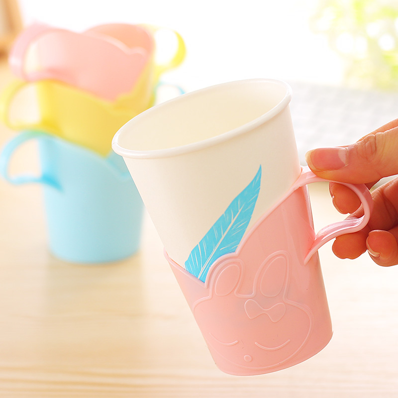 Cup set disposable creative tea household cup holder plastic thickened paper cup holder tea insulation holder cup cover anti-scalding hand