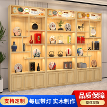 Solid wood tea display cabinet retro antique product display cabinet supermarket convenience store tobacco and wine cabinet liquor display cabinet customization