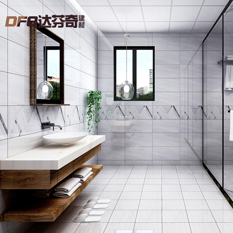 Powder room tiles Simple modern 300x600 kitchen microcrystalline mirror wall tiles Toilet non-slip floor tiles FJ65009