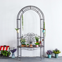 Outside single vintage made old Wrought Iron Plant Arch Seat Climbing Pergola Clematis Climbing Frame Garden Decoration