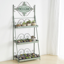 Garden decoration zakka pastoral wrought iron multi-layer flower rack fleshy storage rack shelf rack shelf rack