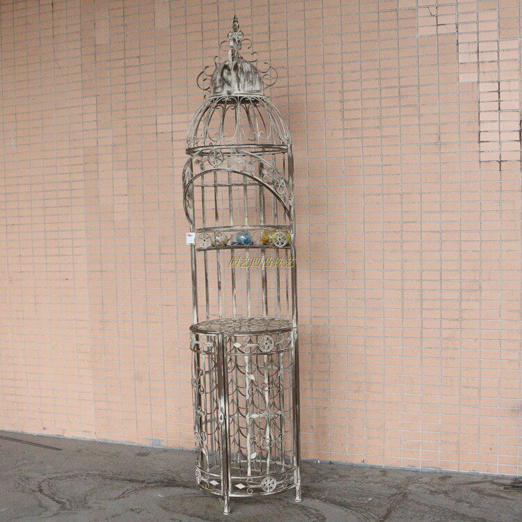 Eurostyle retro made of old iron art floor bird cage large wine cabinet wine cabinet Bar decorations