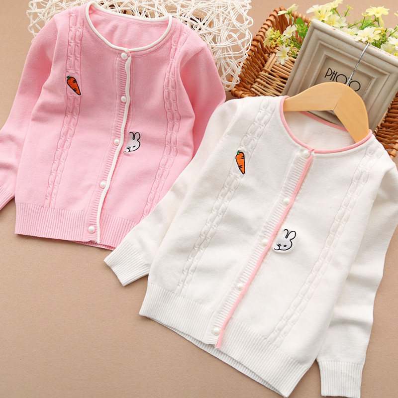 Girls cardigan new style little girl sweater coat female baby thin section children's outerwear spring and autumn knitted foreign style Korean version