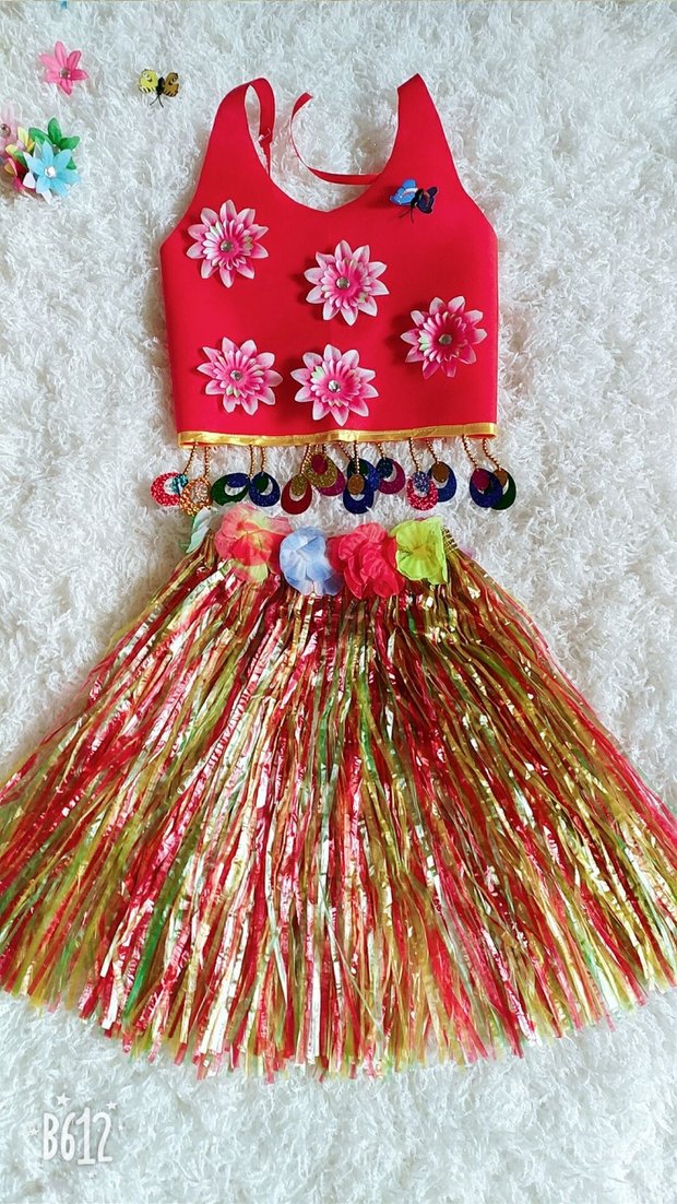 Handmade nhảy hula trẻ em thiết lập trang phục khiêu vũ lễ hội mẫu giáo mẫu giáo sinh thái chạy bộ quần áo quần áo bé gái múa ba lê