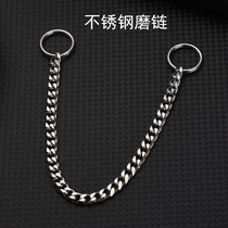 Stainless steel key chain six-sided grinding chain flat chain flower basket chain handmade diy jewelry chain pants chain retro