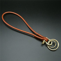 Leather rope keychain set Wrist key chain Mens and womens simple car keychain Cowhide wallet chain vintage