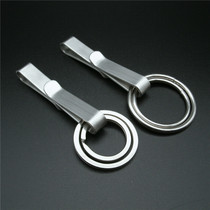 Vintage stainless steel keychain hand polished simple waist hanging keychain car key ring male vintage