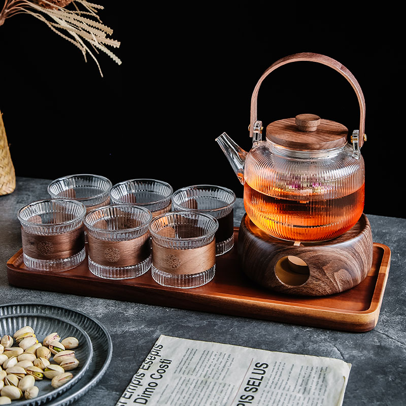 Home afternoon teapot teapot candle heating teapot teapot heat-resistant glass teapot teapot set