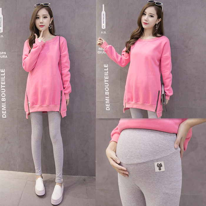 Pregnant woman autumn and winter clothing suit fashion models 2022 new Korean version gush with long version of the weavewear two sets of winter bottling moms