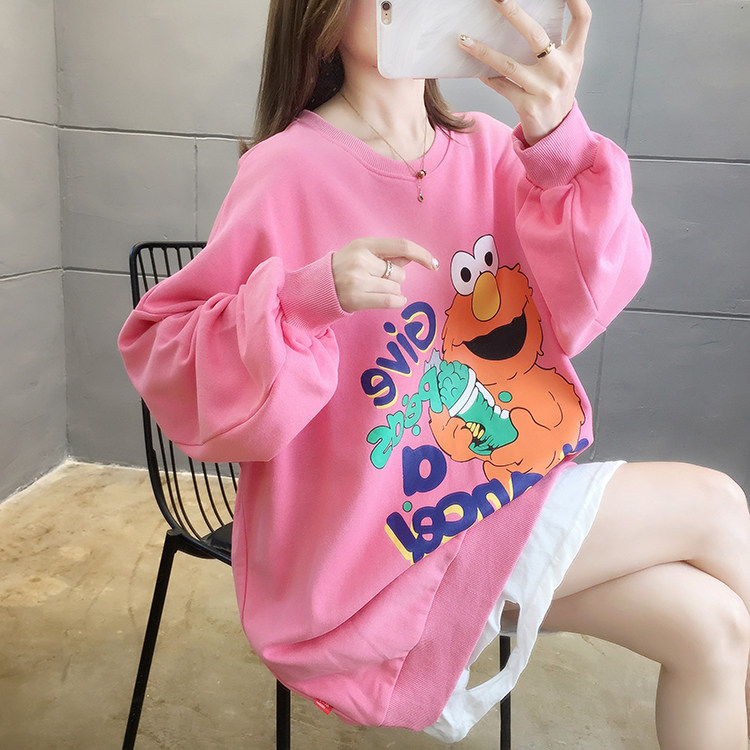Pregnant women spring and autumn large size sweater 2022 new Korean version loose medium and long version long-sleeved top Western style tide mother early autumn