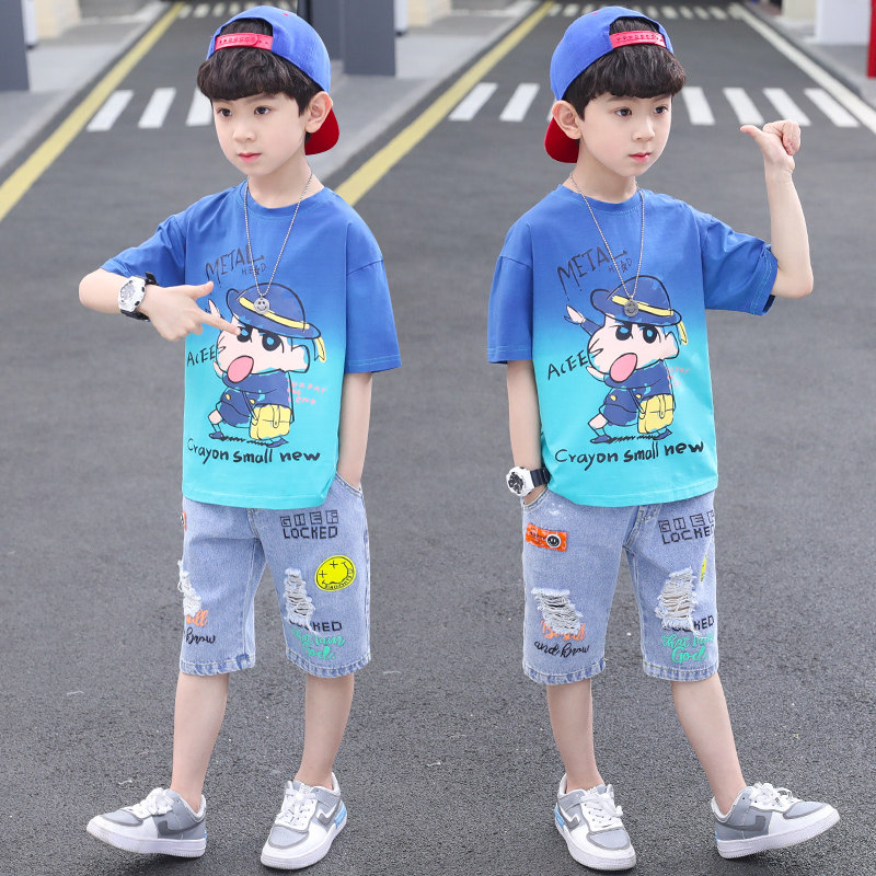 Children's suits boys' summer suits 2022 new summer handsome middle-aged children's thin sports short-sleeved clothes trendy