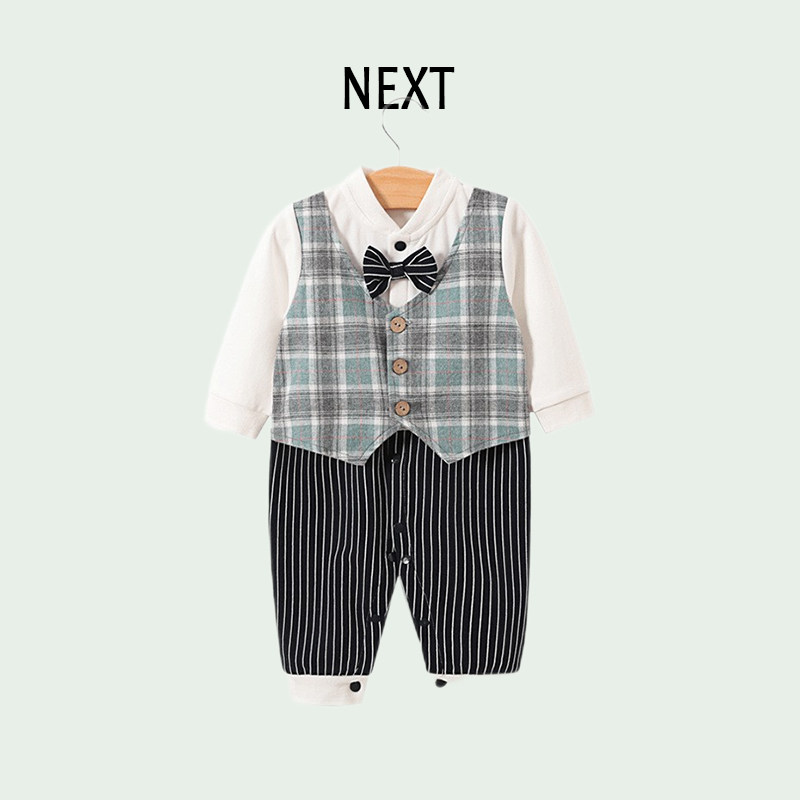 British NEXT baby clothes autumn baby jumpsuit one-year-old dress catch week hundred days full moon romper gentleman clothes