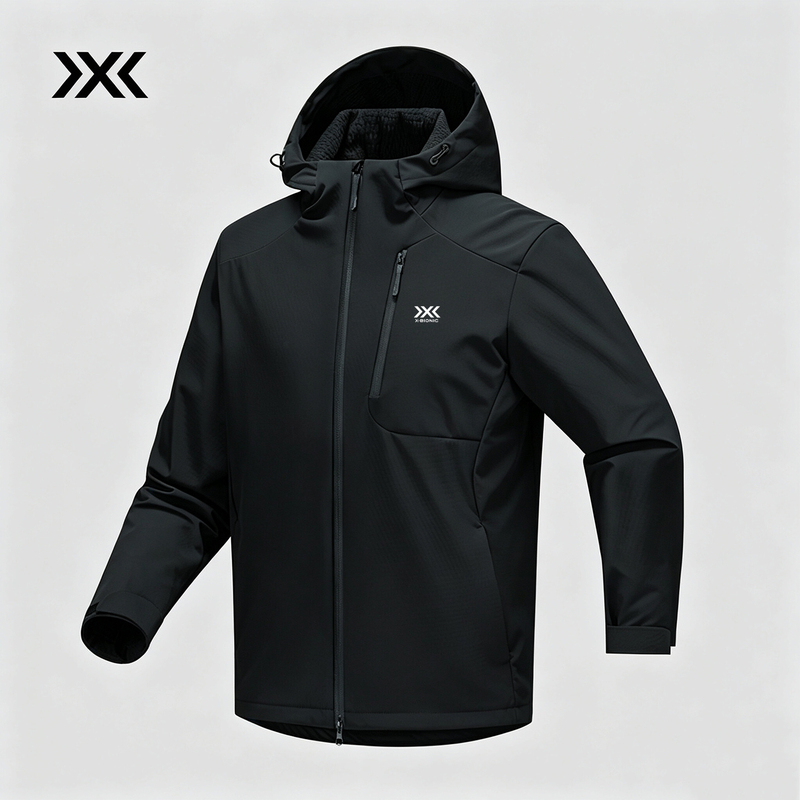 X-Bionic Men's Soft Shell Jacket, Windproof and Waterproof, Autumn and Winter Outdoor Hooded Jacket, Sports Casual Jacket