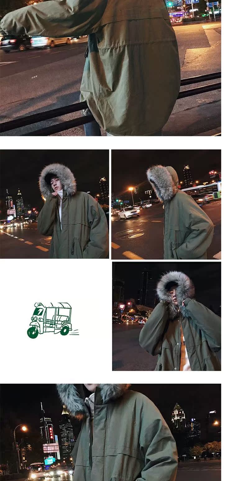 Áo khoác cotton nam áo khoác cotton nam 2018 mới áo len lông cừu cặp đôi lông lớn cổ áo nam và nữ áo khoác dài mùa đông áo khoác cardigan