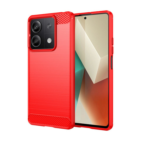 Red — Carbon Fiber Brushed Pattern Tough Shockproof Silicone TPU Note 13, Note 13 Pro, Note 13 Pro+ Phone Case