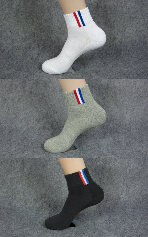 Vớ nam thể thao Hàn Quốc khăn dày vào cuối mùa cotton khử mùi vớ vớ bóng rổ màu trắng chạy vớ vớ thể thao chống trượt