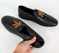 Mens wallet shoes loafers set feet soft bottom soft surface one pedal leaf beanie single shoes portable folding travel shoes