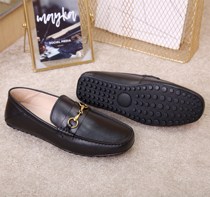 Mens spring and autumn beanie shoes a pedal lazy soft bottom British trend breathable set toe first layer leather round toe shoes