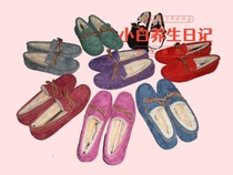 Autumn and winter new warm womens shoes Australian sheepskin and fur all-in-one peas shoes shallow mouth snow boots flat bottom pregnant womens mother shoes