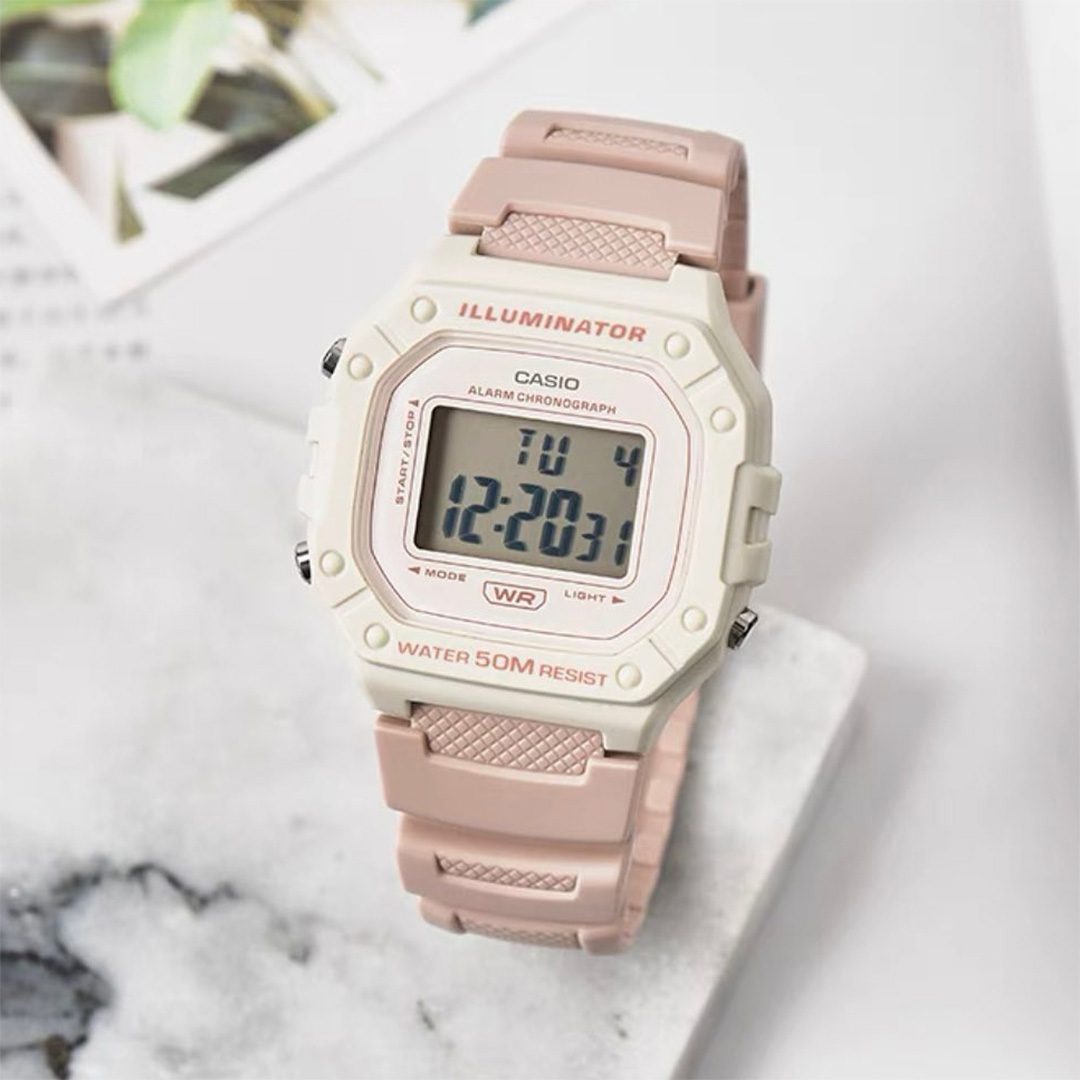 CASIO Kasio Watch Women Pink Students E-sports Waterproof Small Squares Table 218hc Overseas Direct Mail-Taobao