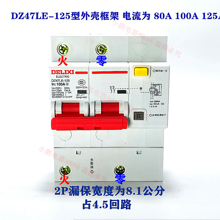 Cầu dao chống rò rỉ gia đình Delixi DZ47LE 2P 100A 80A 125A hai pha 220V bảo vệ rò rỉ công dụng của aptomat aptomat 3 pha 50a