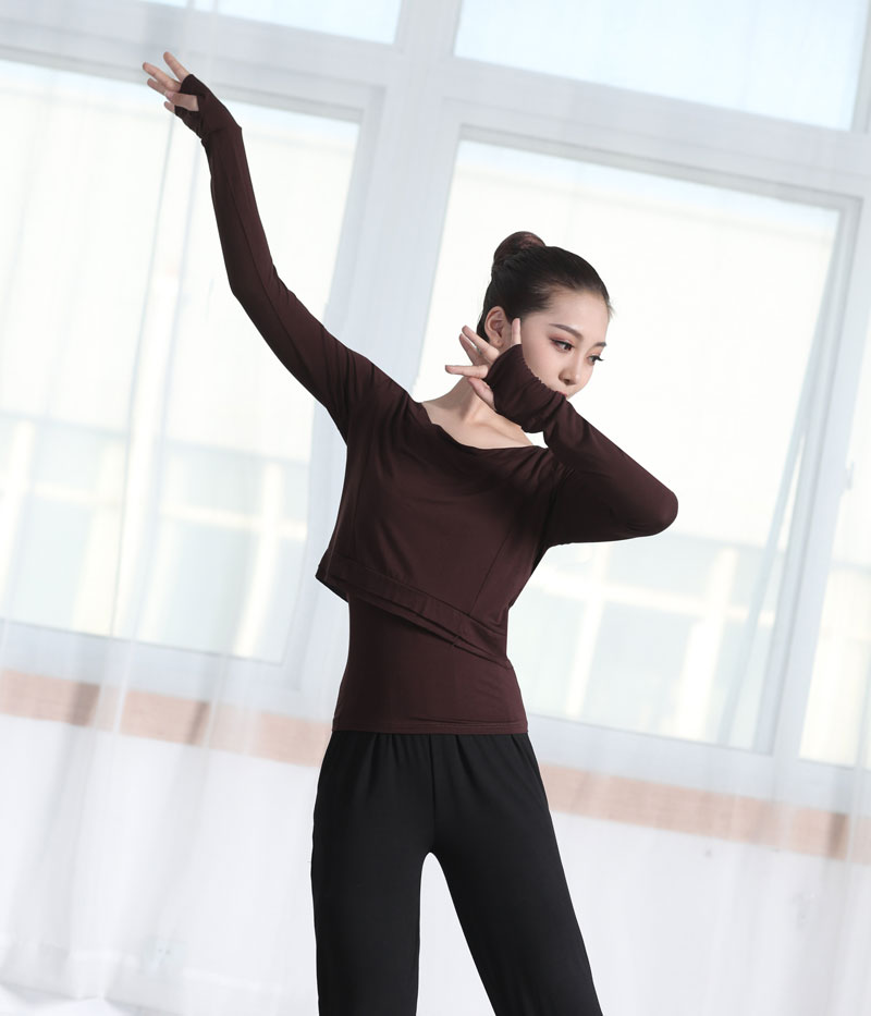 Nhảy múa hiện đại khóa quần áo tập thể dục Khiêu vũ đào tạo quần áo Quần áo yoga Bộ đồ hai mảnh Áo thun mỏng - Khiêu vũ / Thể dục nhịp điệu / Thể dục dụng cụ giày tập nhảy hiện đại