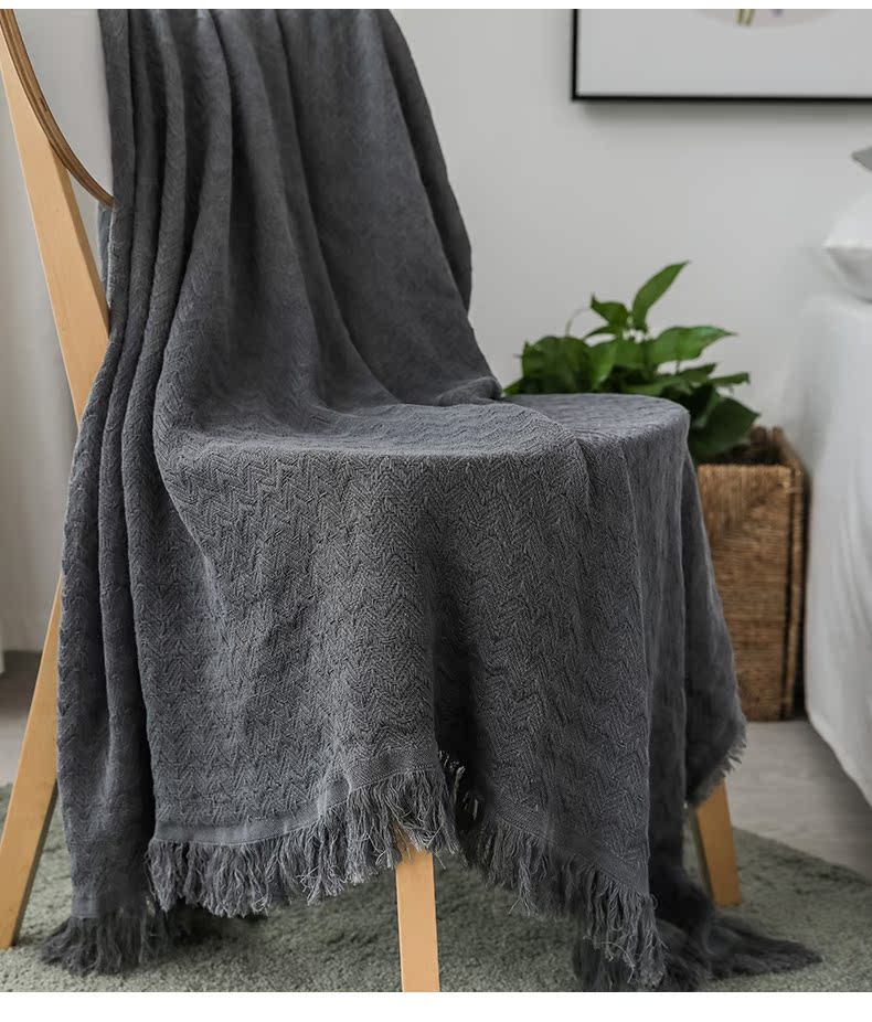 Nordic chăn tua bông đan chăn len máy lạnh cơm trưa văn phòng chăn nghỉ chăn khăn choàng chăn sofa giải trí - Ném / Chăn chăn ga nỉ nhung