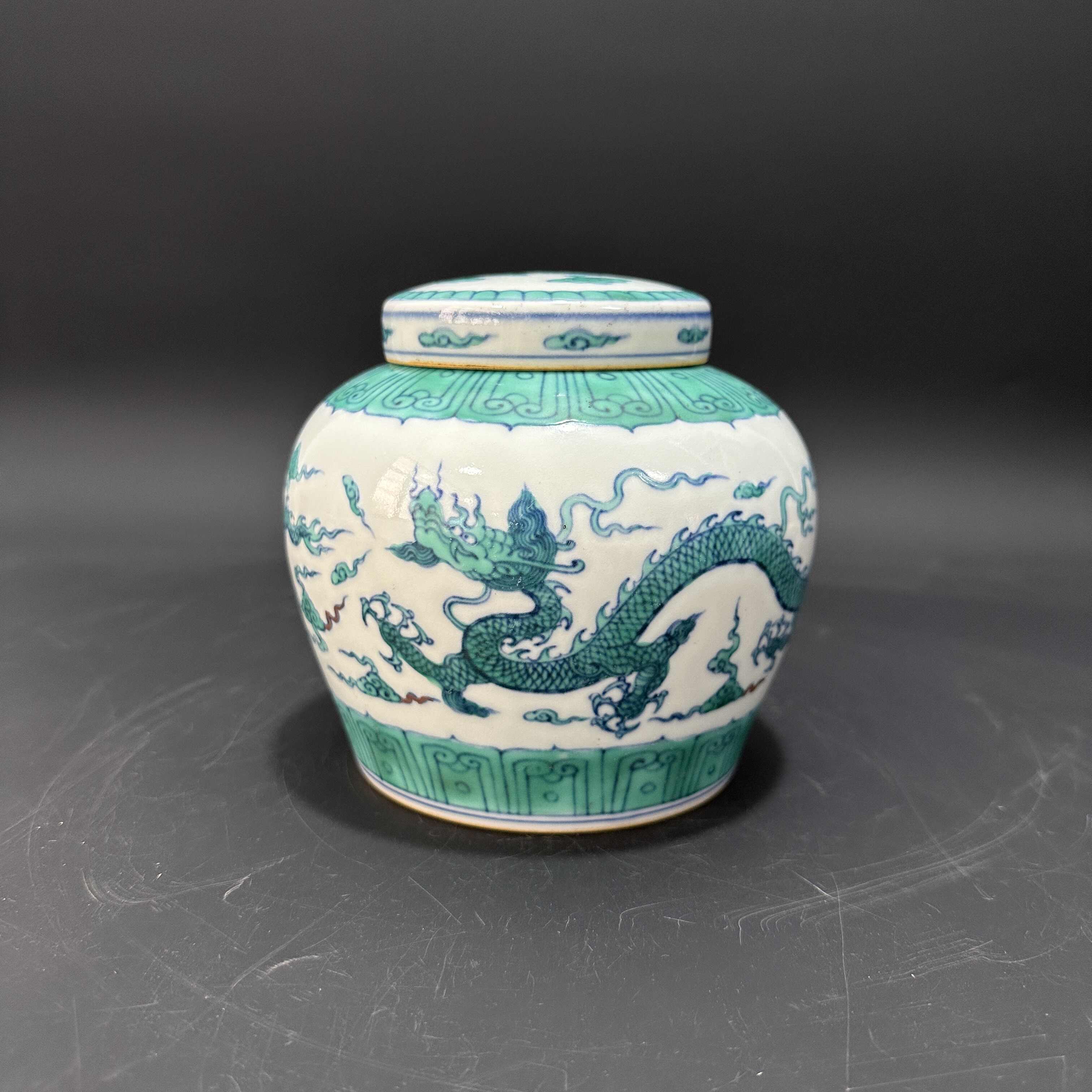 明代 成化 青花斗彩雙鳳穿雲紋 天字罐 茶葉罐・古陶磁器 ・珍品旧蔵